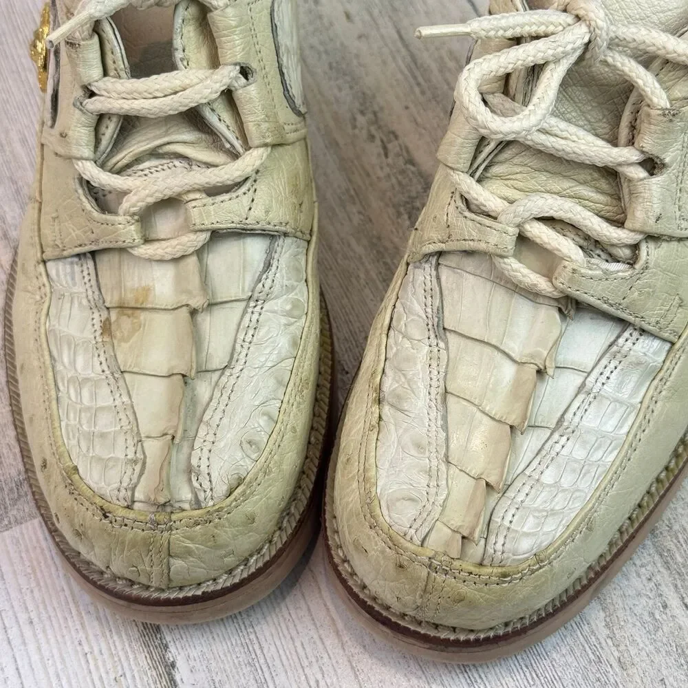 Sefeni Exotic Shoes Made of Tail crocodile & ostrich kids Size 11.5